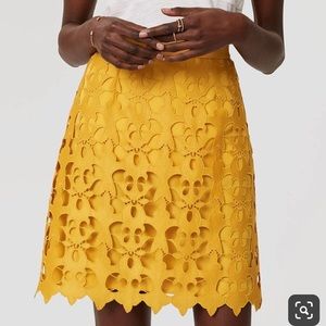 LOFT mustard lace skirt size 10